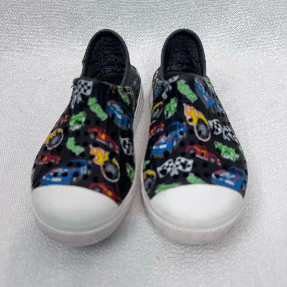 Sketchers Boys Toddler Slip On Foamies Colorful Racing Car Flags Slip On Size 8